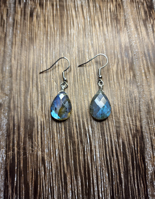 Faceted Labradorite Drop Earrings