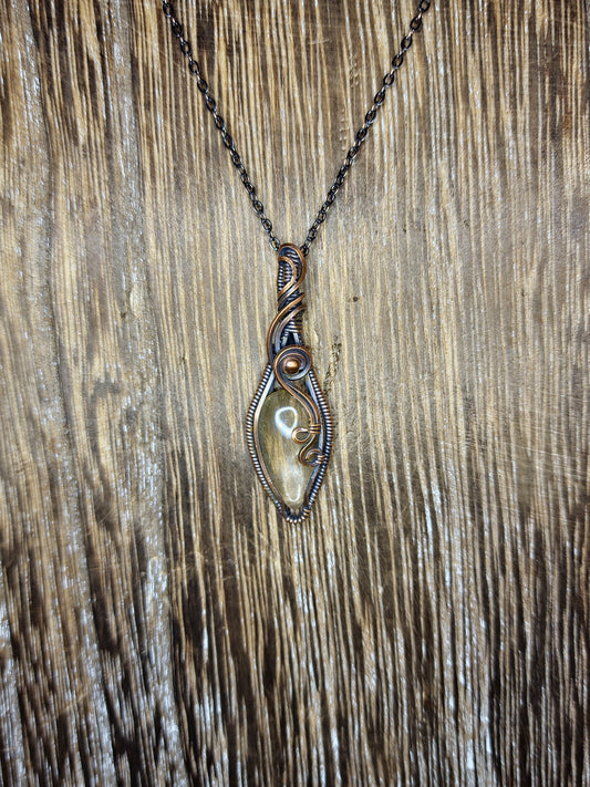 Rutilated Quartz in Antiqued Copper Wire